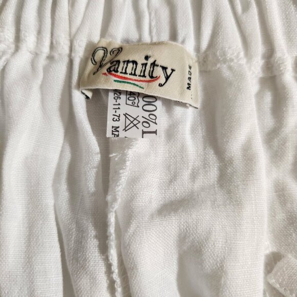 Vanity Made in Italy 100% Linen White Cropped Zip Button Front Pants Size 4XL - Picture 14 of 15